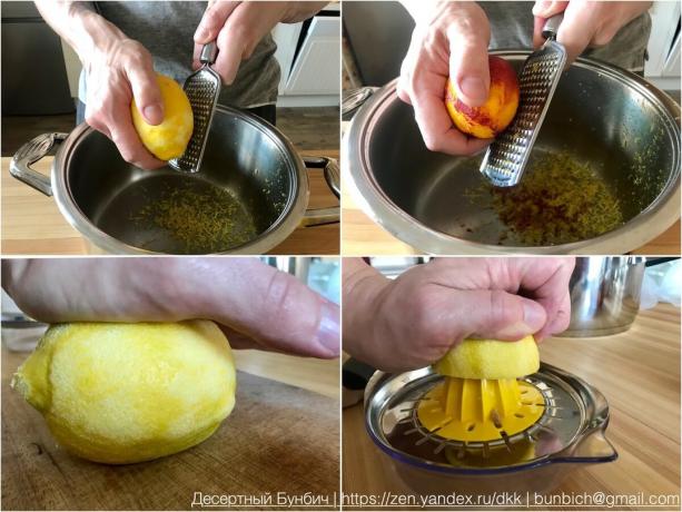 Jag hyrde bara den gula delen av skalet. Gör det lättare att pressa saften bör citron rullas på bordet.