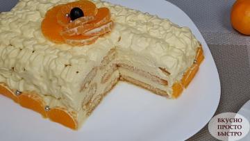 Tårta med mandarin apelsiner utan bakning. Otroligt läckert, smälter i munnen