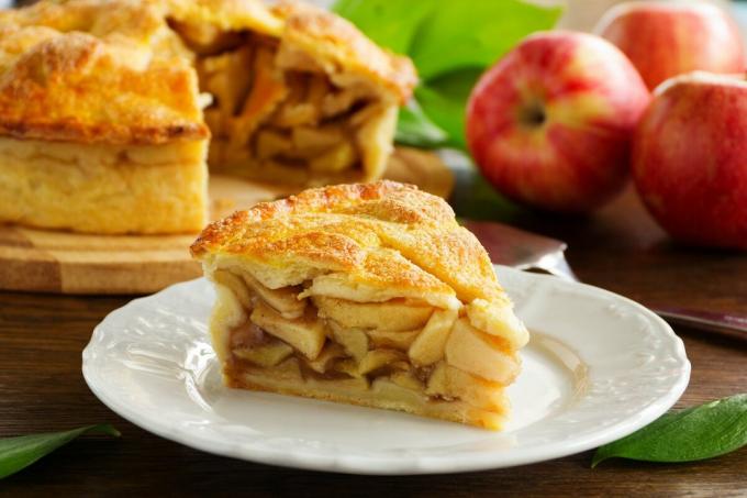Amerikansk äppelpaj. Utanför, skarpa deg, inuti - äpplen. Bilder - Yandex. bilder
