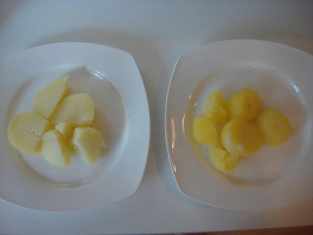 Bild tagen av författaren (kokt potatis kvar från "Pyaterochka" till höger om "Magnit")